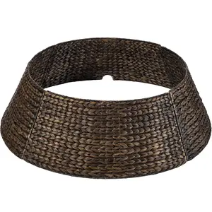 Best Choice Products 24in Woven Hyacinth Christmas Tree Collar, Tree Skirt Accessory w/ Cord Cut-Out