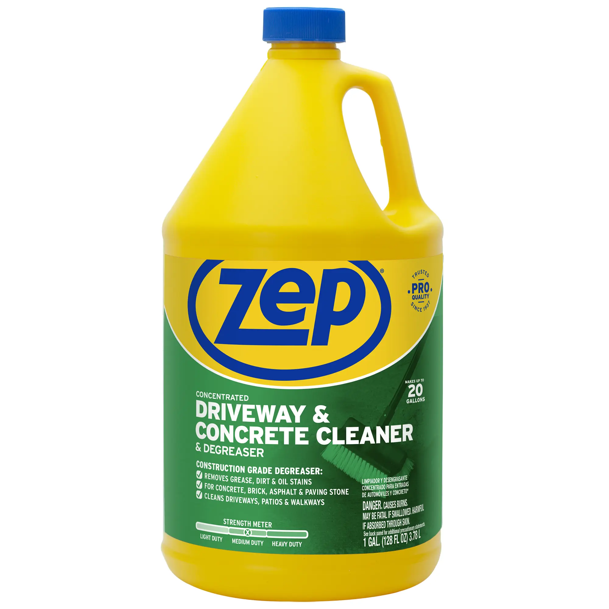 Zep Driveway, Masonry and Concrete Cleaner and Degreaser Concentrate - 1 Gallon  ZUCON128 - Construction Grade Degreaser Removes Grease, Dirt, and Oil Stains on Concrete, Brick, Asphalt, and Paving Stone