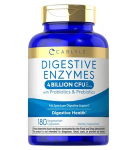 Carlyle Digestive Enzymes for Women and Men | 4 Billion CFU | 180 Capsules | with Probiotics, Prebiotics, and Ox Bile | Non-GMO and Gluten Free Supplement