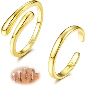 YADOCA Women's 14 Karat Plated Gold Filled Toe Rings, Non-Tarnish Waterproof Open Band Toe Rings with Hug CZ, Adjustable Summer Beach Footwear Jewelry summerwins