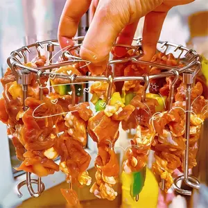 304 Stainless Steel Vertical Grill Rack + 24 Skewers, Fits 3qt-6qt Air Fryer Oven, Essential for Kitchen & Outdoor BBQ, Even Heating