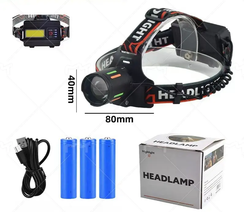 Rechargeable Headlamp 2-Pack with Headband, 100000 Lumens Super Bright LED, 90° Adjustable Head, 5 Modes Including Strobe, IPX6 Waterproof, Lighter Design, Batteries, USB Cable for Adult Camping, Running, Plastic, Comfortable, Dual Beam Led Light Headlamp