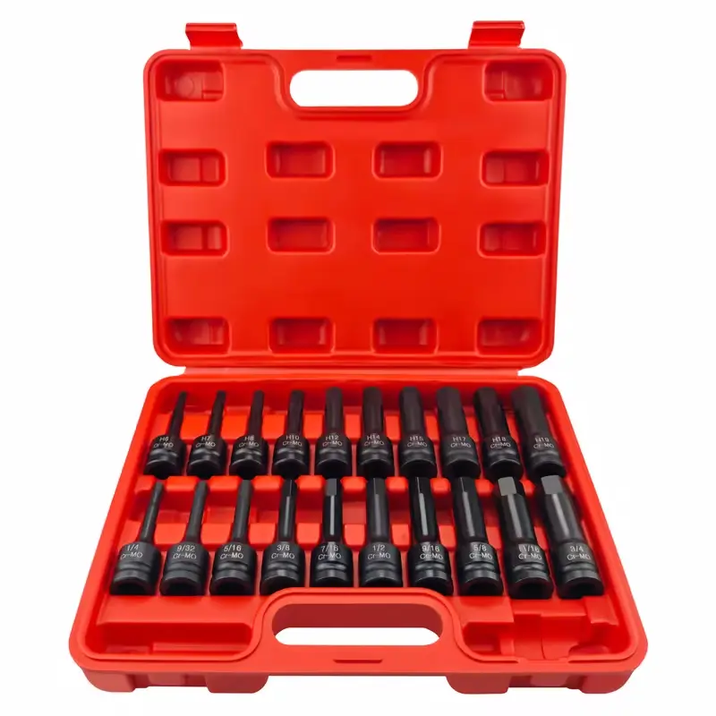 1/2" Drive Master Impact Hex Bit Set, 20 Piece Hex Driver Socket Set, Allen Bit Socket Set, CR-V Steel, SAE & Metric,Repair tool for Auto&Motorcycle Universal