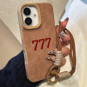 Luxury Matte Sheepskin Protective Phone Case with Lucky 777 Pattern, Anti-Drop Soft Tpu Cover for iPhone 11/12/13/14 Pro Max/15 Pro/16 Plus