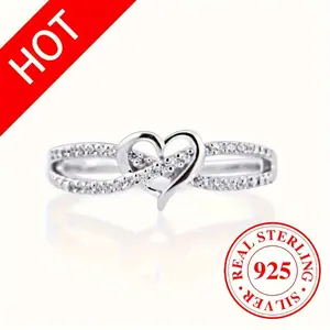 925 sterling Silvery ring, fashionable heart-shaped with infinite penetration, symbolizing loyalty and romance. It is a unique gift for your love and daily clothing