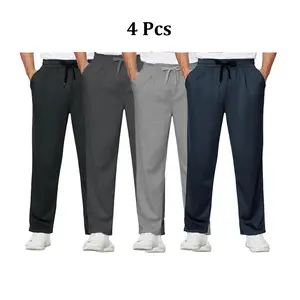 4-Pack Men's Loose Fitting Casual Pants for Fall Relaxed Fit Oversize Clothing Comfortable Drawstring Lounge Pants with Pockets Workout Stylish Black And Deep Gray 4-Pack Men's Loose Fitting Casual Pants for Fall Relaxed Fit Oversize Clothing Comfortable Drawstring Lounge Pants with Pockets Workout Stylish Black And Deep Gray