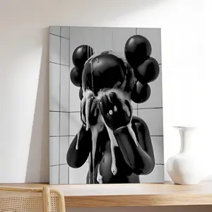 Kaws in Shower Hypbeast Poster - Printable Art for Shower Wall Decor Unframed Kitchen Paintings Geometric Design for Quirky Bathroom Decor