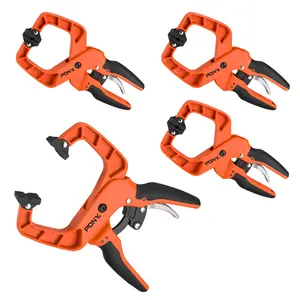 PONY 4-Pack 2-Inch Quick-Release Ratcheting Wood Clamps for Woodworking, Professional Hand Clamps with Box-Joint Design, Ergonomic Handles, 60 LBS Clamping Force