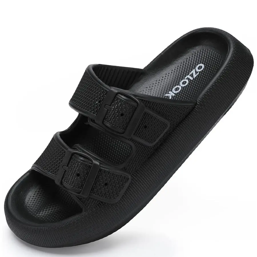 Women's Orthopedic Arch Support Cloud Slides for Women, Double Adjustable Strap Thick Sole Non-Slip Unisex Summer Slippers, Pillow-Cushioned Bathroom Wear Sports Footwear with EU Sizes, Eva Sole