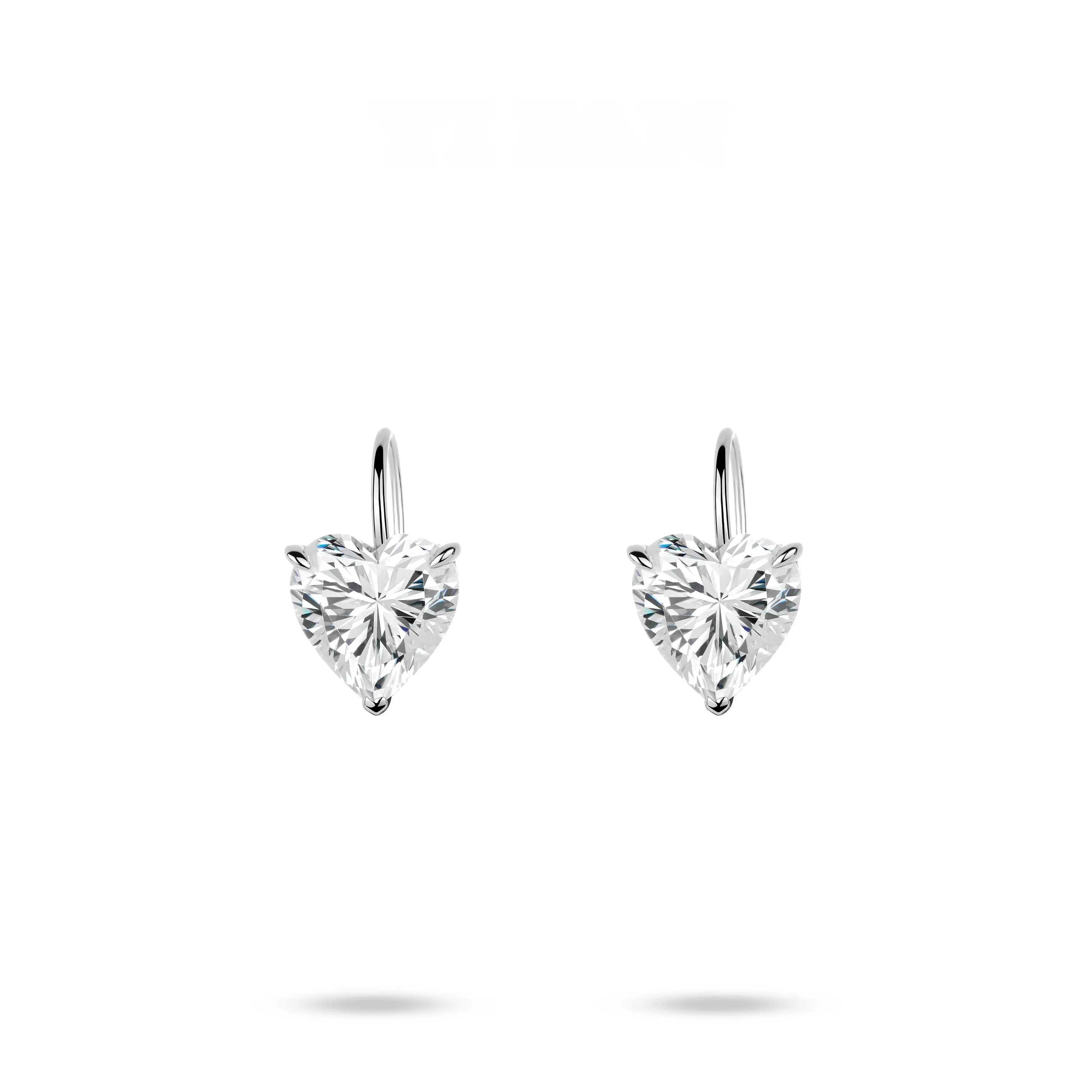 VAMERAY #6223 8 Carat In Each Heart Cut Three-Prong Hook Drop Earrings