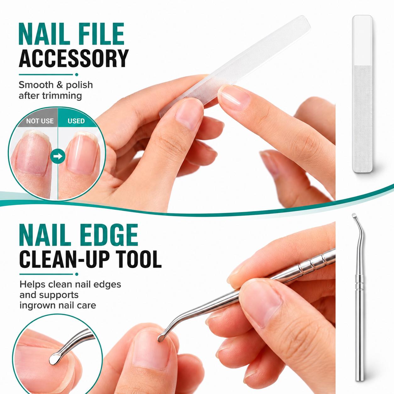 Slanted Eagle Beak Nail Clipper Kit, for Daily Manicure, Thick Nails & Ingrown Nail Maintenance, Wide Jaw Opening Anti-Splash Nail Trimmers, Ergonomic Long Handle Pedicure Accessory (Green)