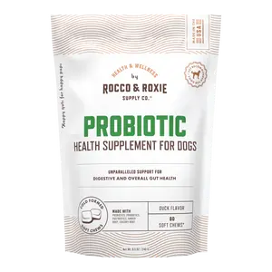 Rocco & Roxie Probiotic Dog Chew - 60 Soft Chews for Digestive Health & Immune Support - Duck Flavor - Made in USA - Vet Recommended