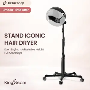 Kingsteam Professional Ionic Hair Dryer with Adjustable Hood Floor Stand & Wheels for Salon Hair Styling Tools - 1875W Powerful Performance Purple&Golden