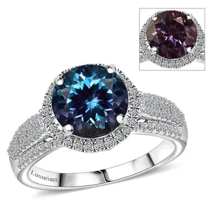 Certified & Appraised Luxuriant AAA Lab Grown Alexandrite and E-F VS Lab Grown Diamond 5.63 ctw Ring in 10K White Gold Size 7 Christmas Gifts