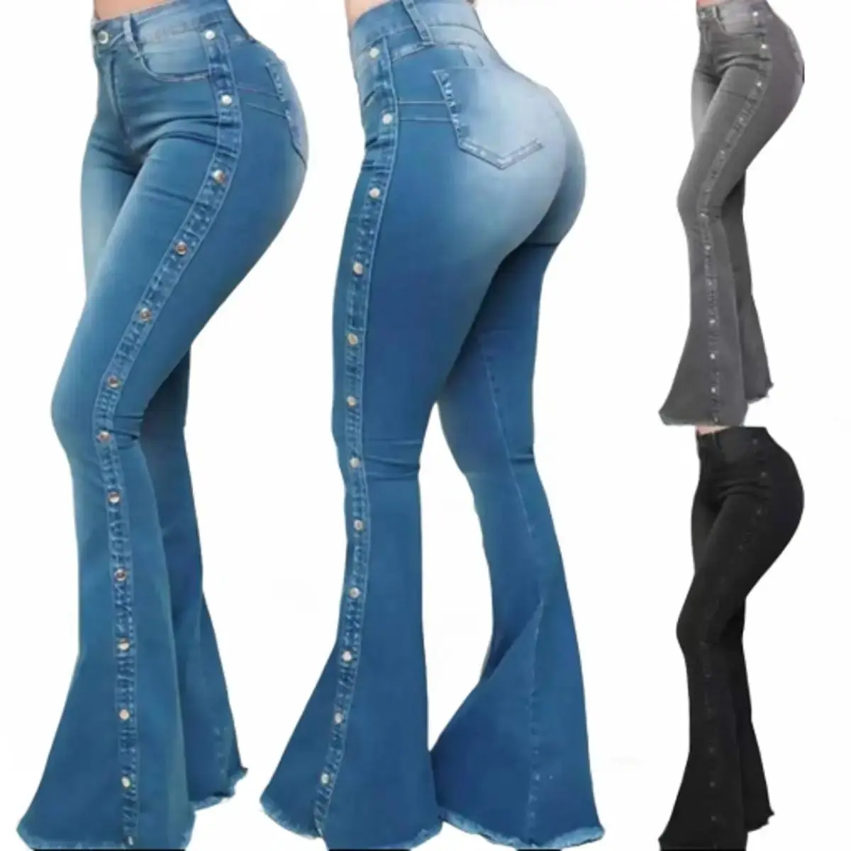 Curve Hugging Flare Jeans – High Waist Stretch Denim