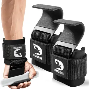 Fitness Weight Lifting Hooks (Pair) for Deadlifts, Pull Ups, Rows & Shrugs - Anti-Rip Nylon Strap Hand Grips with Thick Wrist Padding - Heavy Duty Wrist Straps for Weightlifting & Gym Workouts