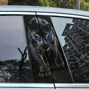 2pc Panther Car B Pillar Protection Sticker, Decal For Cars, Easy Peel & Stick, Sunproof Waterproof Scratch Resistant, Fits All Vehicles, Sticker Decals