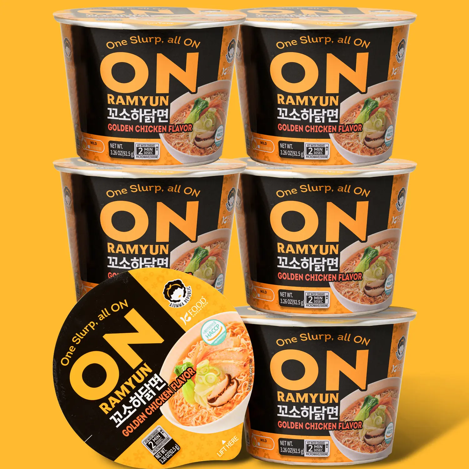 ON RAMYUN 6 PACK Korean Golden Chicken Cup Ramen (6 Cups) | Savory Non ...