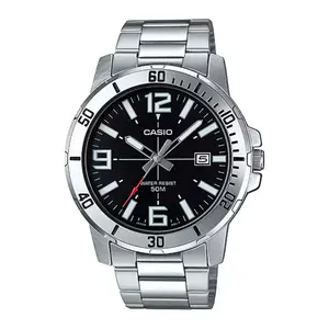 Casio Men’s Black Dial Analog Watch Steel Bracelet - MTP-VD01D-1BVUDF