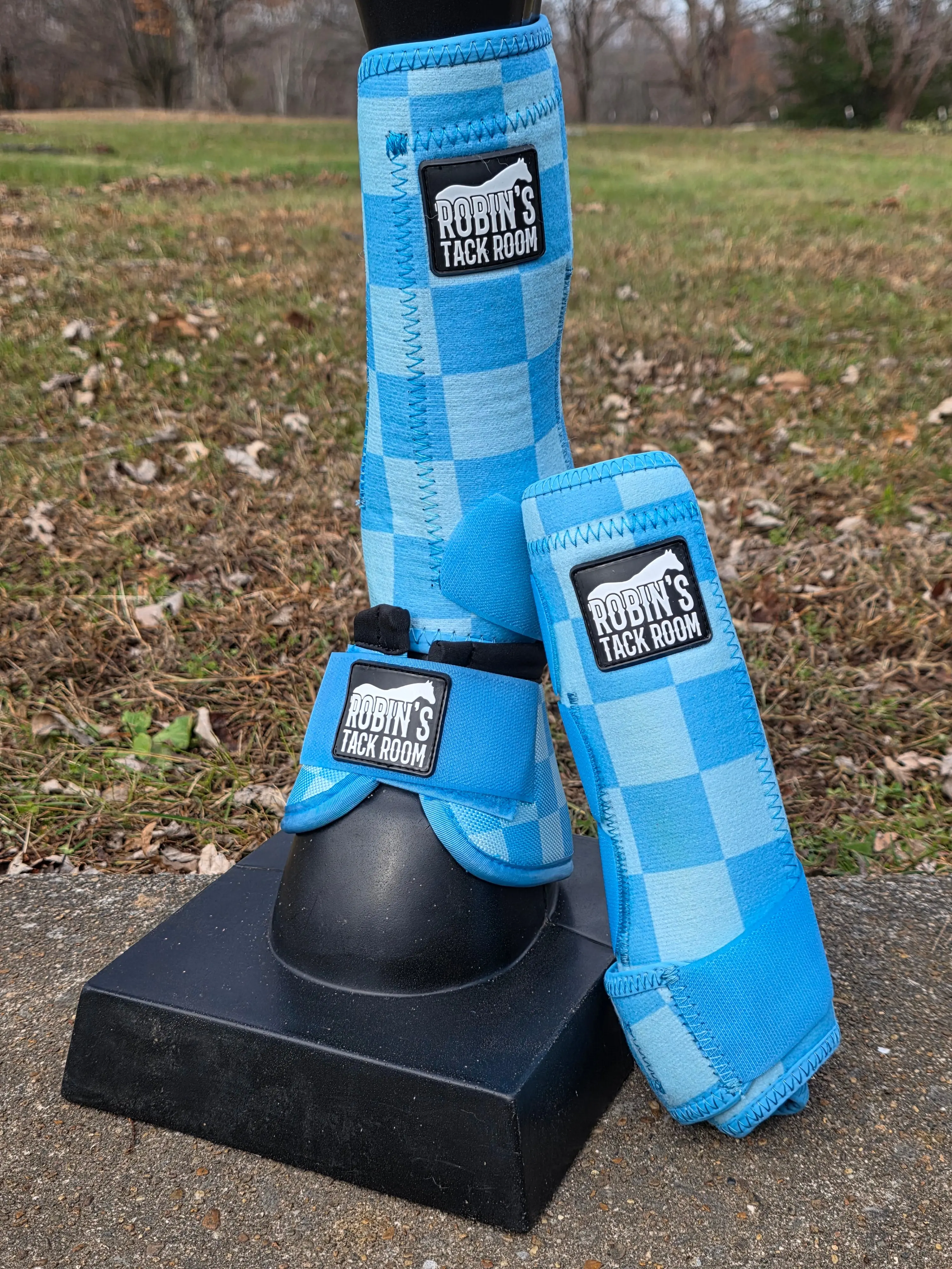 Blue checkers sport boots