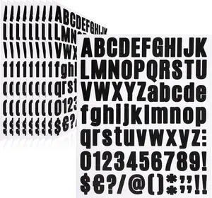 Piece  Sheet Letter Stickers  Self Adhesive Vinyl Waterproof Mailbox Numbers, Alphabet & Number Stickers for Mailbox, Window, Door, Sign, Address Number, Business ( Inch) (Black)