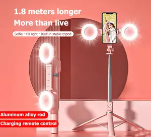 2024 New 6-in-1 Multi-function Bracket Tripod Selfie Stick Tripod Integrated Charging Remote Control Selfie Stick Bluetooth Fill Light