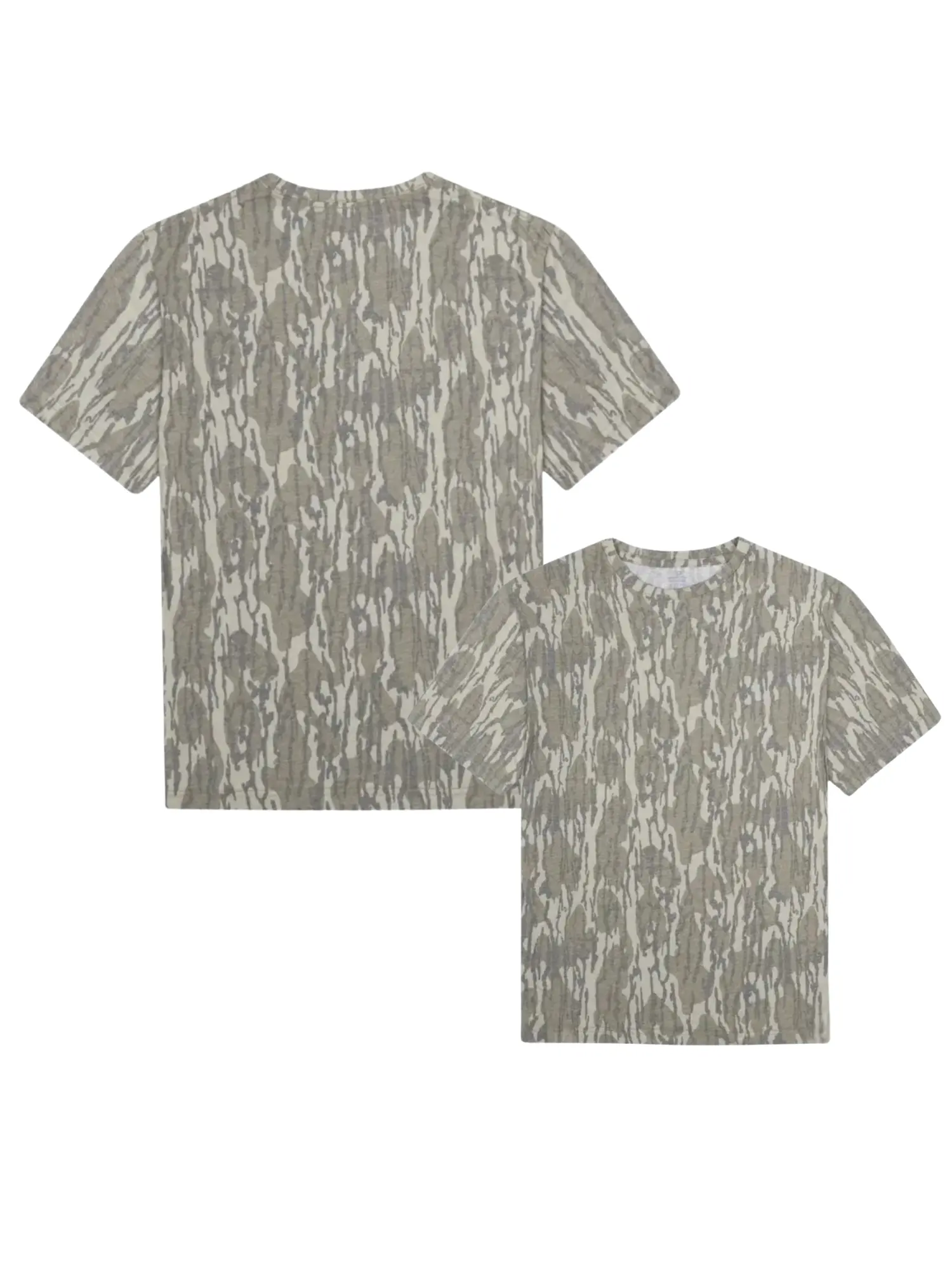 Mossy Oak Camo Original Bottomland Washed Out Tee- 3D Hunting Camo Shirt, Streetwear Outfit Full Size S-5XL Soft Cotton Crew Neck Tee for Men and Women, Casual Everyday Shirt