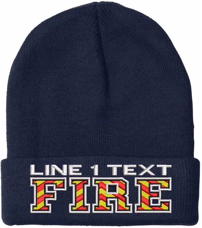 Chevron FIRE Style Flip-Up Cuff Winter Beanie, Customized with Embroidery and Personalization Options, Hat Embroidery