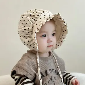 Infant-Toddler Soft Cotton Wide Brim Sun Bonnet - Lightweight, Breathable Spring-Fall Bonnet Hood with Adjustable Strap for Outdoor Park Protection, Sun Bonnets