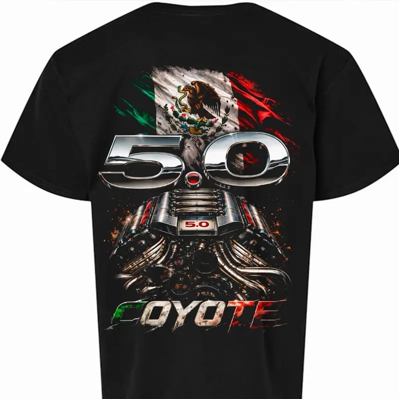 Coyote Performance Shirt with 5.0 Engine Design and Bold Graphics for Men