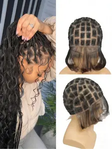 Full Lace Wig Cap with Hand-Braided Box Braids, Natural Hairline, Realistic Long Braid Wig for Women, Natural Looking Braids