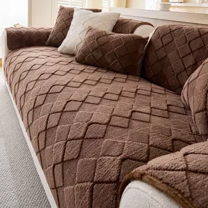 sofa cover Modern Plush Diamond Pattern Sofa Cover, Dustproof Pet-Friendly Polyester Fabric, Soft Texture, Suitable for Single Seat to L-Shaped Couch