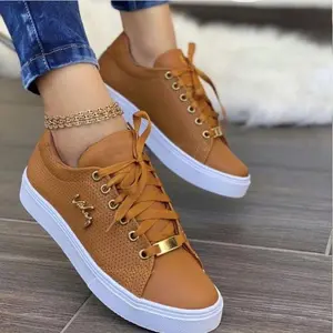 Women's Flat Sneakers - Breathable Lace-Up Shoes for Girls