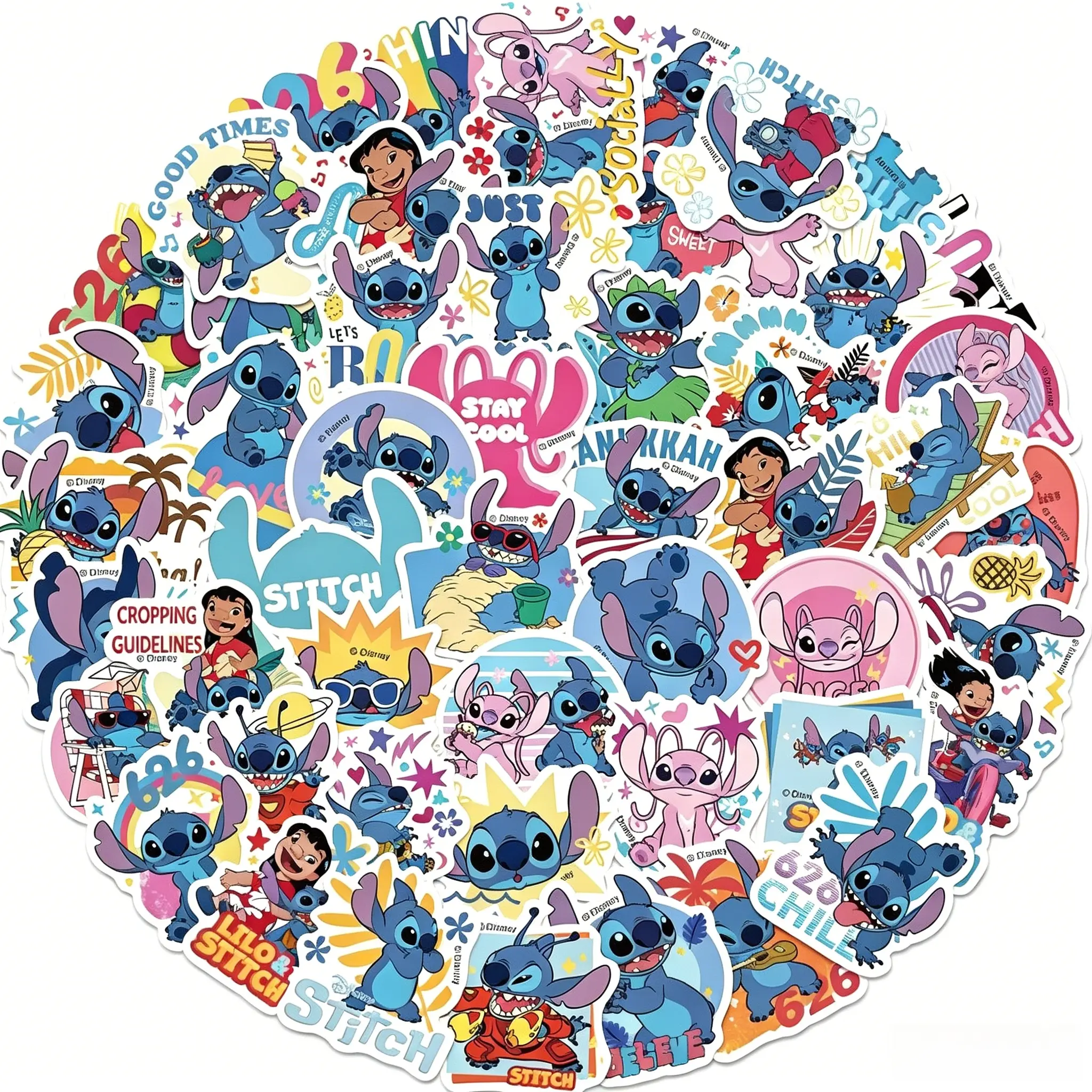 Disney Stitch 50 Pack Waterproof Sticker Set Cartoon Decals Kids Decor Gift