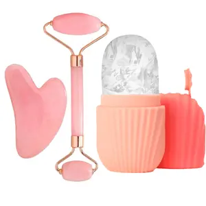 Vertical twill ice Face Roller Facial Skincare Ice Roller Set,Facial Roller GuaSha FaceTool Set,Face Massage Roller Lifting Contouring, Facial Care Tools, Facial Care Instrument