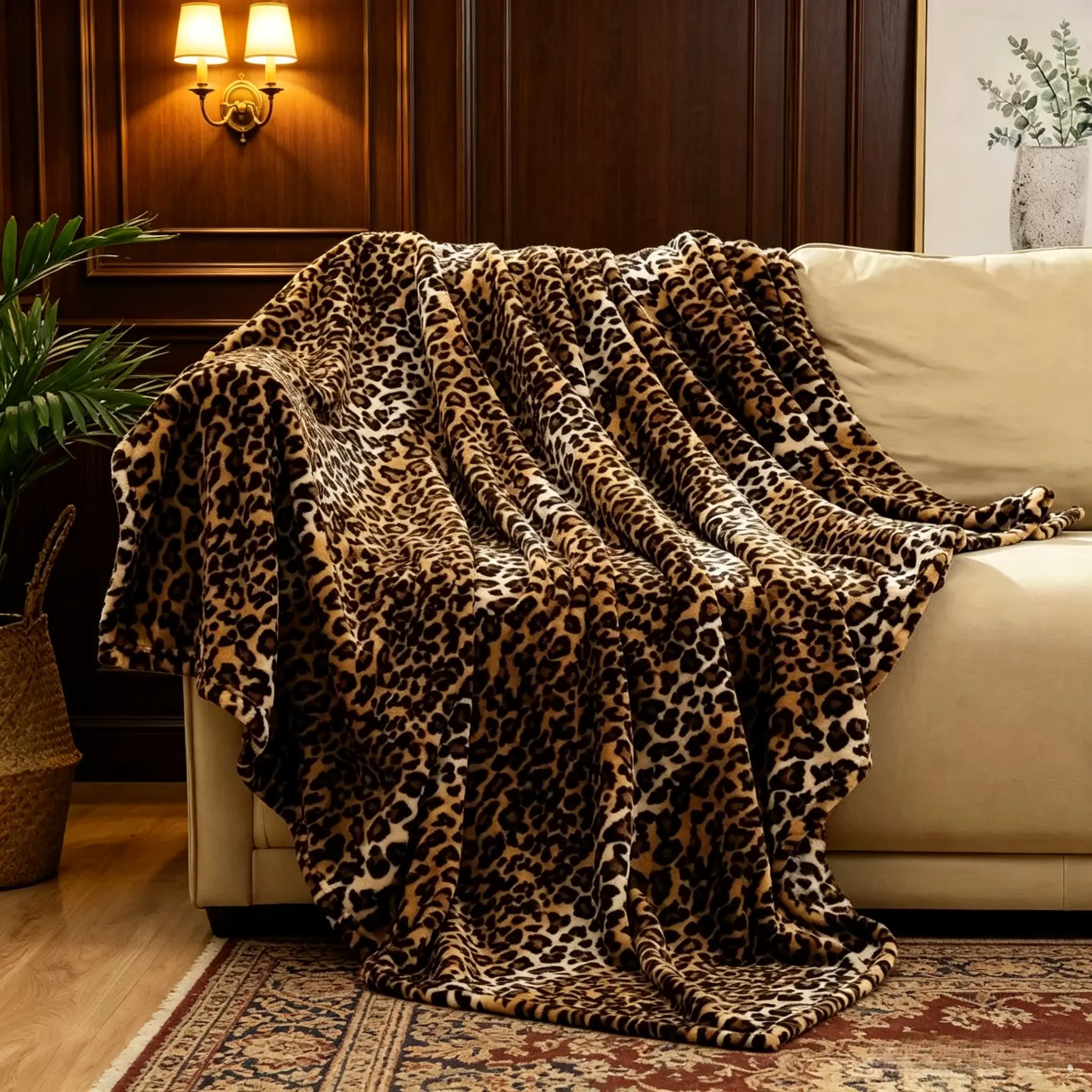 Cozy Leopard Print Fleece Flannel Throw Blanket - Super Soft, Lightweight, Double-Sided Cheetah Design for Bed, Sofa, Couch Anti-Pilling, All-Season Comfort for Adults & Youngsters, Allseason Blanket |     Cheetah Pattern Blanket