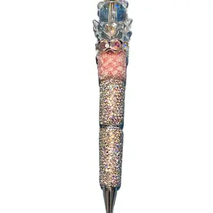 mystery Handmade Beadable Pen with Refillable Ink Cartridges Featuring Focal Design and Color of Your Choice Sparkling Beads