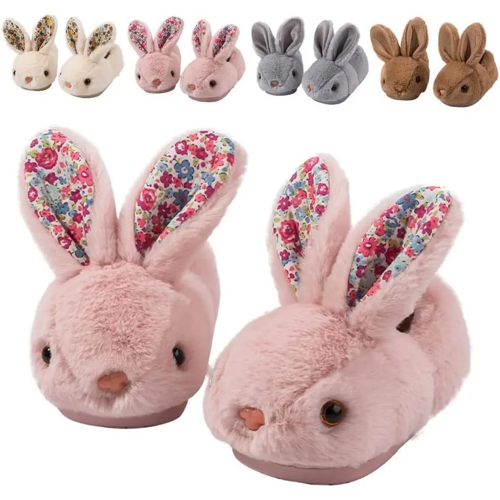 KF5-SK29 Kids' Lined Winter Slippers - Soft Plush Indoor Rabbit Bunny Slippers for Toddler Girls & Boys, Lined Slippers