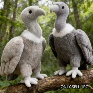 35cm/13.77inch Vulture Plush Toy, Realistic Bird of Prey Figurine, Soft and Fluffy Stuffed Animal, Soft Huggable, Grey/Brown, Nature Lover's Gift, Animal Model Ornament, Home Decor, Birthday Gift, Christmas Gift, Soft Stuffed Collectible