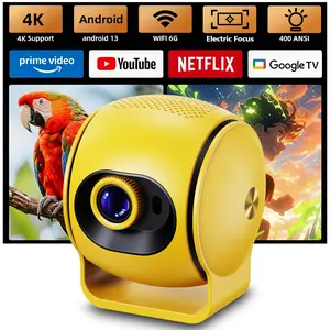 Mini Projector, 4K & 1080P, 400 ANSI Lumens, Portable Outdoor Movie Projector with Electric Focus & Compatible with 65W Power Bank for Camping Travel Portable Projector