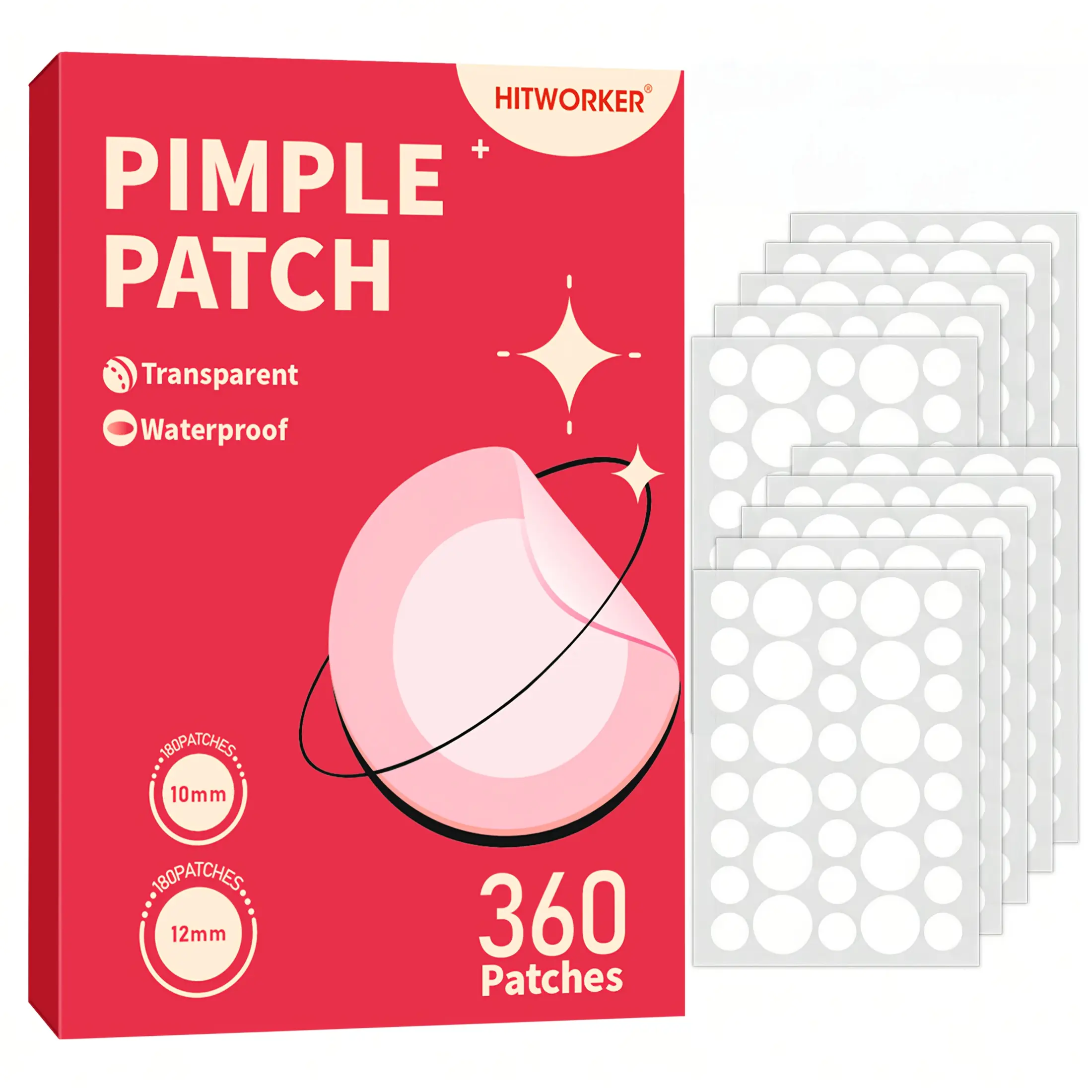 360pcs Invisible Waterproof Acne Patches, Seamless Spot Cover for Light Skin, Long-Lasting, Breathable, Natural Look Pimple Patch, Acne Stickers