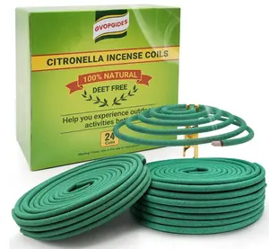 Citronella Incense coils, Made from Natural Plants, Suitable for Outdoor, Living Room, Terrace use (24 coils and 1 Coil Holders)