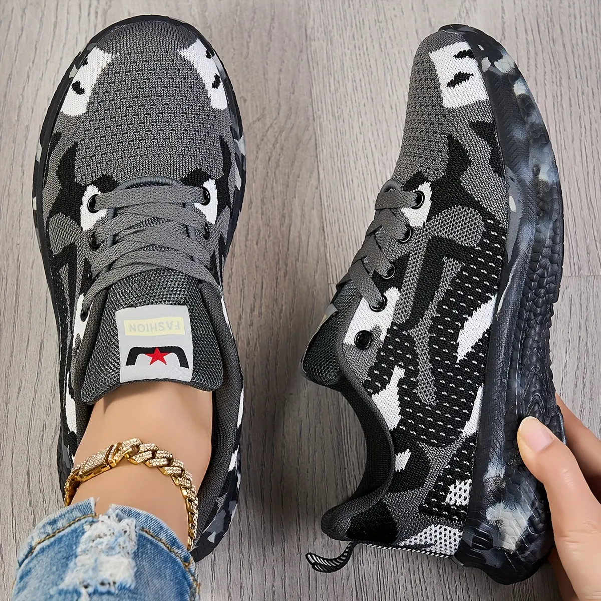 Large Size Camouflage Pattern Sneakers For Men And Women - Spring Summer Mesh Surface Breathable Soft Sole Running Shoes Travel Fitness Women's Casual Shoes Shopping Walking Light Walking Shoes Couple Shoes