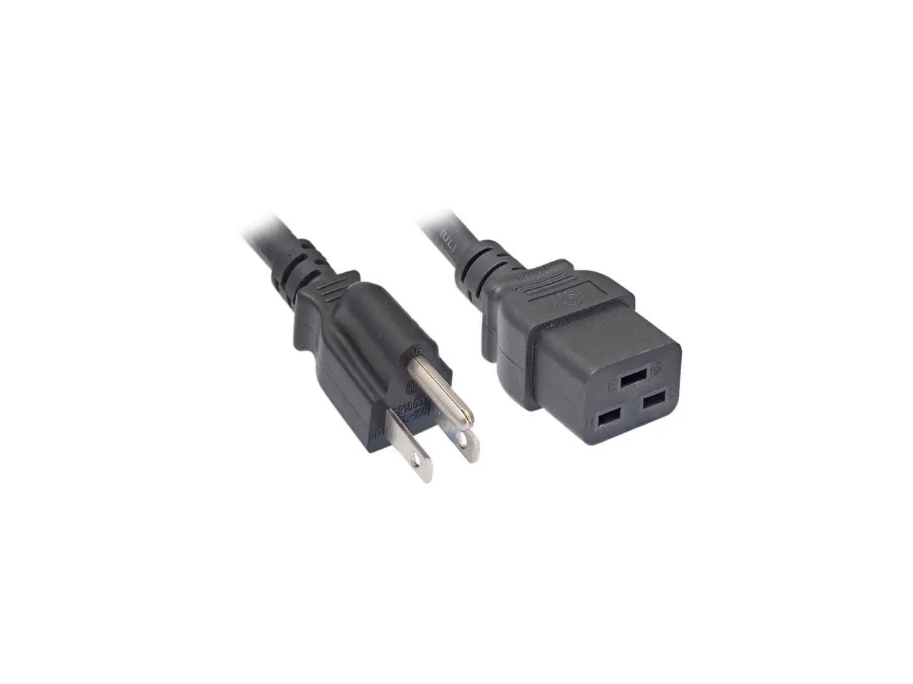 Nippon Labs 14 AWG NEMA 5-15P to C19 Power Cord, SJT, 15A/125V, NEMA 5-15P to IEC-60320-C19, Black 3ft. Power Cable