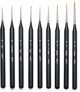 Mother's Day Essential –ARTIFY Miniature Detail Paint Brush Set: 9-Piece Round Small Model Paintbrushes, Thin Mini Tiny Micro Paint Brushes for Miniature Painting