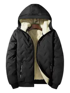 Men's Winter Jacket Fuzzy Sherpa Fleece Lined Thickened Windproof Hooded Casual Outerwear, Warm Cotton Coat for Fall & Winter, Halloween Costume Men