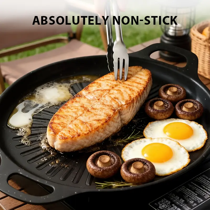 Clay Pot Grill Pan Non-Stick Cast Iron Korean BBQ Cookware, Nonstick Durable, Outdoor Cooking, Family Gatherings, Restaurant Use, Easy Clean, Kitchen Pans