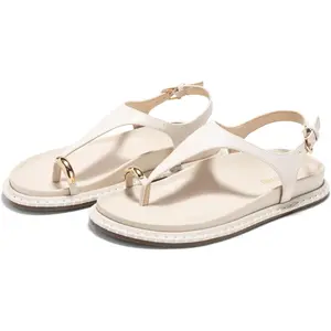 Coutgo Women's Toe Ring Flat Sandals Comfortable Flip Flops T Strap Footbed Sandals Ankle Strap Summer Beach Shoes