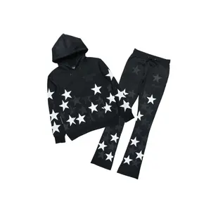 Starlane Black/White Hoodie Stacked Flare Fit Track Set