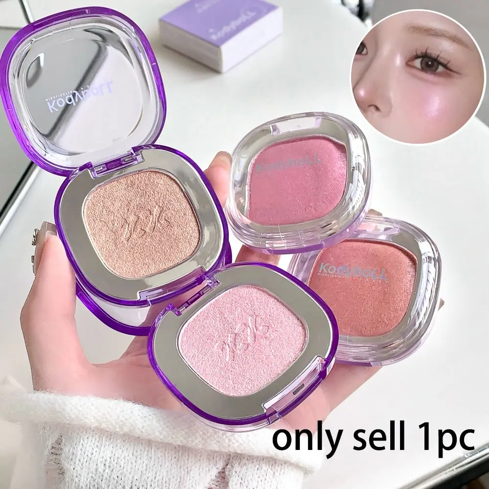 Shimmer Highlighter Powder, Clear Smooth Silky Finish, Natural Dimensional Glow, Dual Use Highlighter Blush, Affordable Korean Makeup, Everyday Versatile